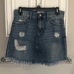 JBD high waisted distressed denim skirt